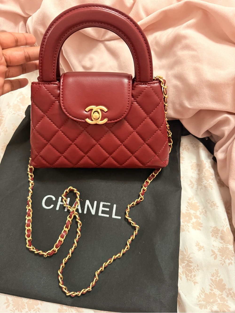 CHANEL Quilted Mini Top-Handle Bag in Deep Red with Gold Hardware - Picture 2 of 5